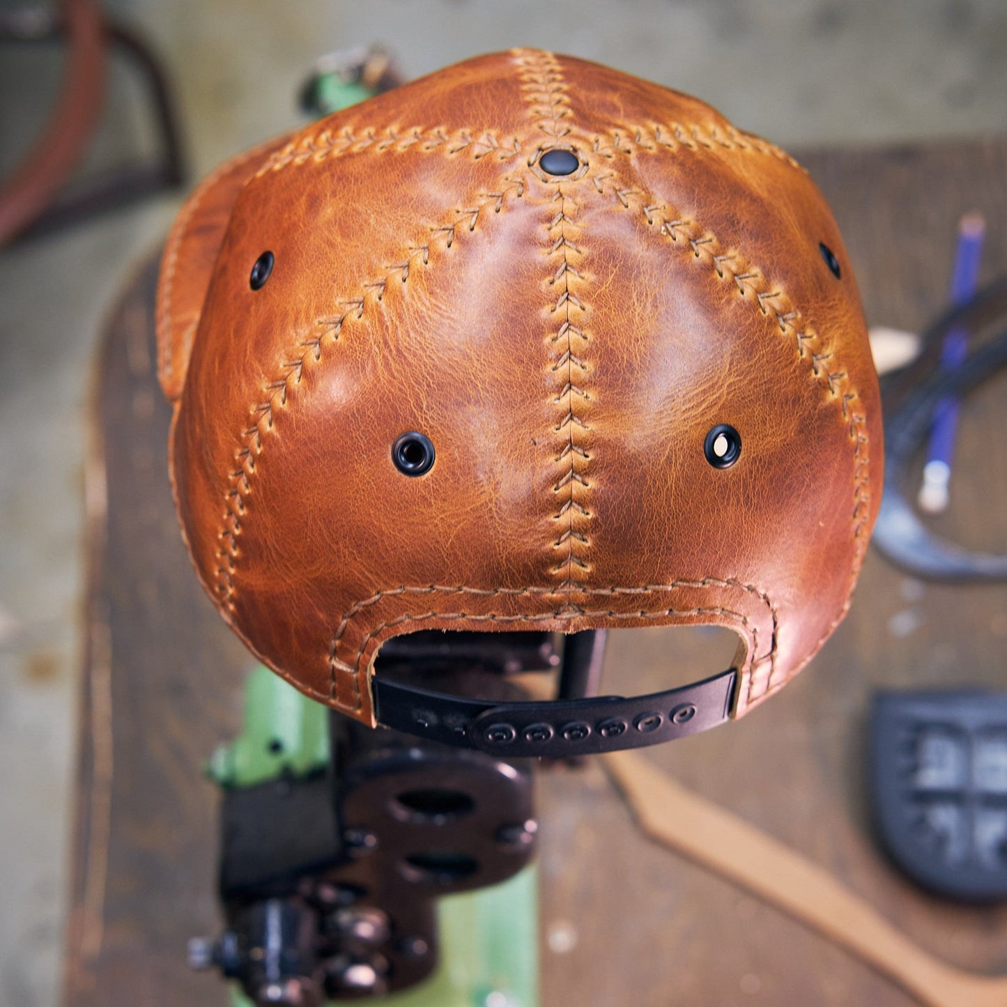 Leather Baseball Hat - Hand Stitched