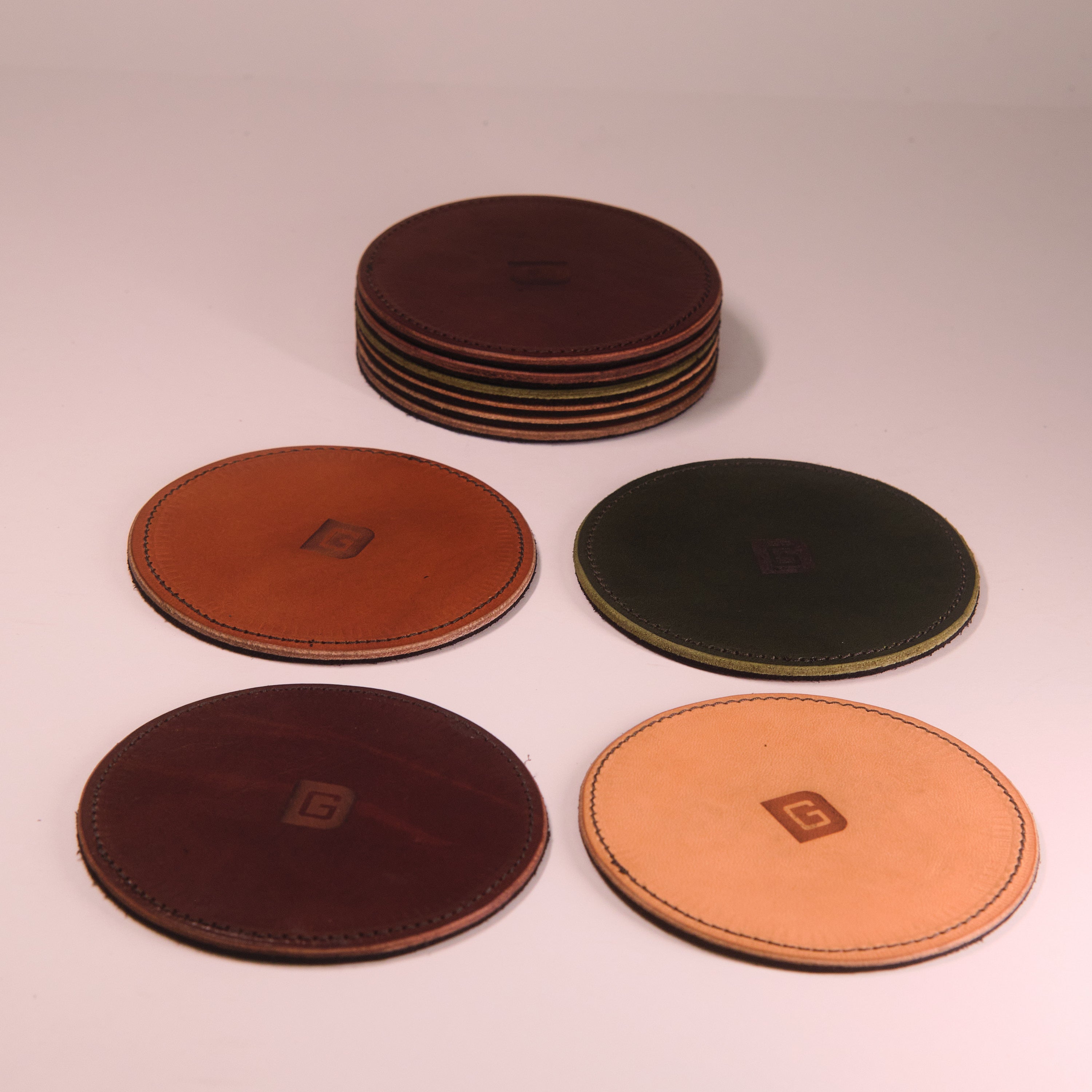 Leather deals coaster set